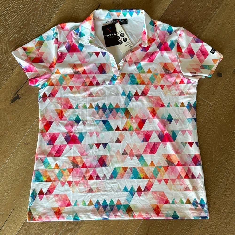 NWT Yatta “Colors of Life” Womens Golf Shirt polo 3XL Rainbow activewear Tennis
